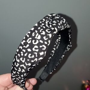 New handmade boutique animal print top knot flexible wide headband
